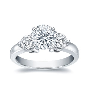 White Gold 1 1/2ct TDW 3-Stone Round Engagement Ring - Handcrafted By Name My Rings™