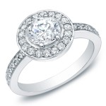 White Gold 1 1/2ct TDW Certified Diamond Halo Engagement Ring - Handcrafted By Name My Rings™