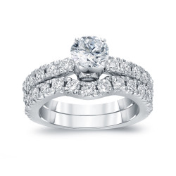 White Gold 1 1/2ct TDW Certified Round-cut Diamond Bridal Ring Set - Handcrafted By Name My Rings™