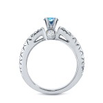 White Gold 1 1/2ct TDW Round Cut Blue Diamond Bridal Ring Set - Handcrafted By Name My Rings™