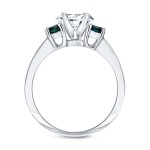 White Gold 1 1/2ct TDW Round Cut White and Blue Diamond Engagement Ring - Handcrafted By Name My Rings™