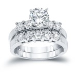 White Gold 1 1/2ct TDW Round Diamond Bridal Ring Set - Handcrafted By Name My Rings™