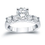 White Gold 1 1/2ct TDW Round Diamond Five-Stone Engagement Ring - Handcrafted By Name My Rings™