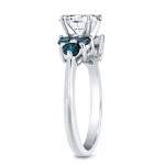 White Gold 1 1/3ct TDW Certified Blue and White Diamond Ring - Handcrafted By Name My Rings™