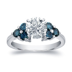 White Gold 1 1/3ct TDW Certified Blue and White Diamond Ring - Handcrafted By Name My Rings™