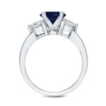 White Gold 1 1/4ct Blue Sapphire and 3/4ct TDW Diamond Three Stone Ring - Handcrafted By Name My Rings™