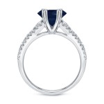 White Gold 1 1/4ct Blue Sapphire and 3/4ct TDW Round Diamond Ring - Handcrafted By Name My Rings™