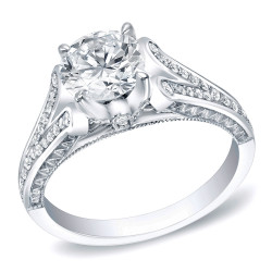 White Gold 1 1/4ct TDW Certified Round Diamond Bridal Ring - Handcrafted By Name My Rings™