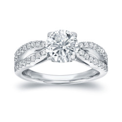 White Gold 1 1/4ct TDW Round Split Shank Engagement Ring - Handcrafted By Name My Rings™