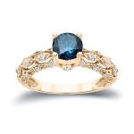 White Gold 1 1/4ct TW Blue and White Diamond Engagement Ring - Handcrafted By Name My Rings™