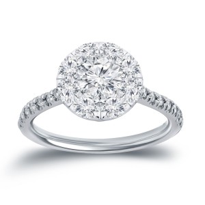White Gold 1 1/6ct TDW Diamond Cluster Engagement Ring - Handcrafted By Name My Rings™