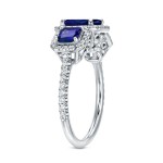 White Gold 1 3/4ct Blue Sapphire and 1/2ct TDW  Halo Diamond Ring - Handcrafted By Name My Rings™