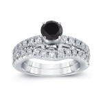 White Gold 1 3/4ct TDW Black Diamond Ring Set - Handcrafted By Name My Rings™