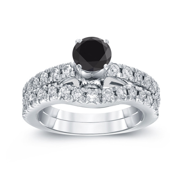 White Gold 1 3/4ct TDW Black Diamond Ring Set - Handcrafted By Name My Rings™