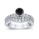 White Gold 1 3/4ct TDW Black Diamond Ring Set - Handcrafted By Name My Rings™