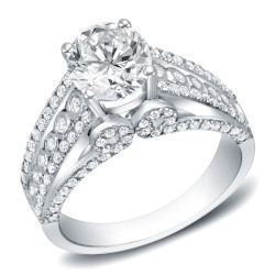White Gold 1 3/4ct TDW Certified Round Diamond Engagement Ring - Handcrafted By Name My Rings™