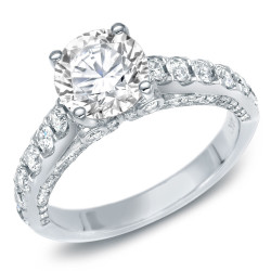 White Gold 1 3/4ct TDW Certified Round Diamond Engagement Ring - Handcrafted By Name My Rings™