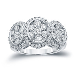 White Gold 1 3/4ct TDW Diamond Cluster Engagement Ring - Handcrafted By Name My Rings™