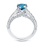 White Gold 1 3/4ct TDW Round Blue Diamond Engagement Ring - Handcrafted By Name My Rings™