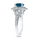 White Gold 1 5/8ct TDW Blue Round Diamond Ring - Handcrafted By Name My Rings™