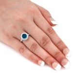 White Gold 1 5/8ct TDW Blue Round Diamond Ring - Handcrafted By Name My Rings™