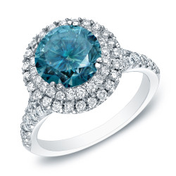 White Gold 1 5/8ct TDW Blue Round Diamond Ring - Handcrafted By Name My Rings™