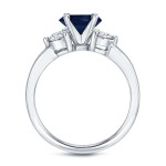 White Gold 1/2ct Blue Sapphire and 1/3ct Diamond 3-Stone Ring - Handcrafted By Name My Rings™