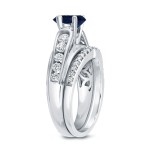 White Gold 1/2ct Blue Sapphire and 4/5ct TDW Diamond Bridal Ring Set - Handcrafted By Name My Rings™