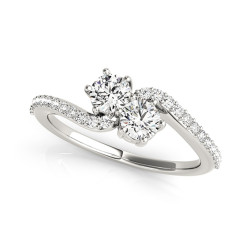 White Gold 1/2ct TDW 2-Stone Round Cut Diamond Ring - Handcrafted By Name My Rings™