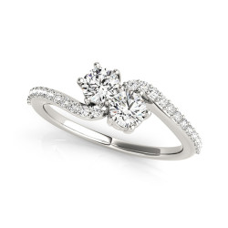 White Gold 1/2ct TDW 2-Stone Round Cut Diamond Ring - Handcrafted By Name My Rings™