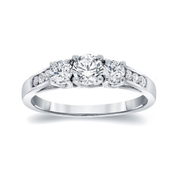 White Gold 1/2ct TDW 9-Stone Round Cut Diamond Ring - Handcrafted By Name My Rings™