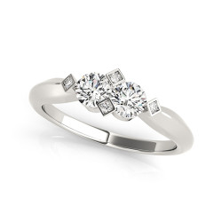 White Gold 1/4ct TDW 2-Stone Round Cut Diamond Ring - Handcrafted By Name My Rings™