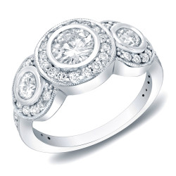 White Gold 1.50ct TDW Round Bezel Diamond Engagement Ring - Handcrafted By Name My Rings™