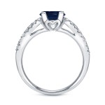 White Gold 1ct Blue Sapphire and 1/3ct TDW Round Diamond Ring - Handcrafted By Name My Rings™