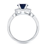 White Gold 1ct Blue Sapphire and 2/5ct TDW Round Diamond Bridal Ring Set - Handcrafted By Name My Rings™