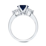 White Gold 1ct Blue Sapphire and 3/4ct TDW Diamond Three Stone Ring - Handcrafted By Name My Rings™