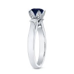 White Gold 1ct Blue Sapphire and 4/5ct TDW Round-cut Diamond 3-stone Engagement Ring - Handcrafted By Name My Rings™