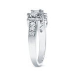 White Gold 1ct TDW Diamond 3-stone Square Halo Engagement Ring - Handcrafted By Name My Rings™