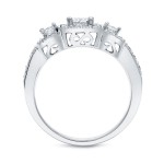 White Gold 1ct TDW Diamond 3-stone Square Halo Engagement Ring - Handcrafted By Name My Rings™