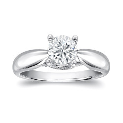 White Gold 1ct TDW Round Diamond Solitaire Ring - Handcrafted By Name My Rings™