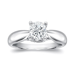 White Gold 1ct TDW Round Diamond Solitaire Ring - Handcrafted By Name My Rings™