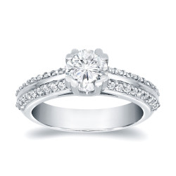 White Gold 1ct TDW Round Diamond Solitaire Ring - Handcrafted By Name My Rings™