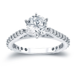 White Gold 1ct TDW Round Diamond Solitaire Ring - Handcrafted By Name My Rings™