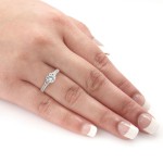 White Gold 1ct TDW Round Diamond Three Stone Ring - Handcrafted By Name My Rings™