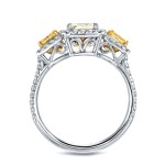 White Gold 2 1/4ct TDW Certified Radiant Cut White and Yellow Diamond Ring - Handcrafted By Name My Rings™