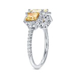 White Gold 2 1/4ct TDW Certified Radiant Cut White and Yellow Diamond Ring - Handcrafted By Name My Rings™