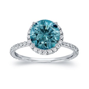 White Gold 2 3/5ct TDW Blue Diamond Halo Engagement Ring - Handcrafted By Name My Rings™