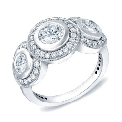 White Gold 2 ct TDW Round Bezel Diamond Ring - Handcrafted By Name My Rings™
