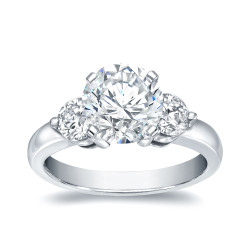 White Gold 2ct TDW 3 Stone Engagement Ring - Handcrafted By Name My Rings™