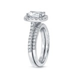 White Gold 2ct TDW Certified Cushion-cut Diamond Bridal Ring Set - Handcrafted By Name My Rings™